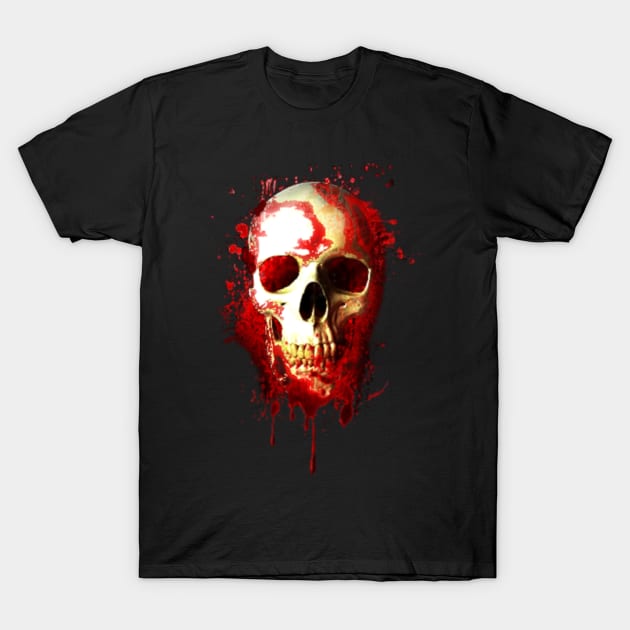 Niche Skull Island Mod Art  Bloody Skull T-Shirt by LailaLittlerwm